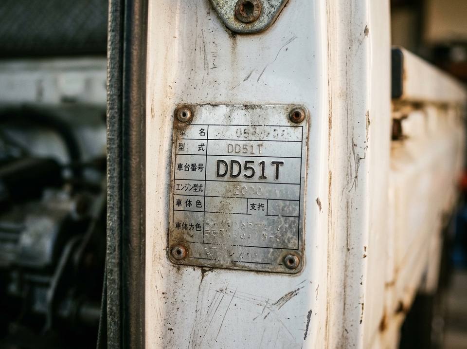 Door-jamb model plate showing the chassis code DD51T