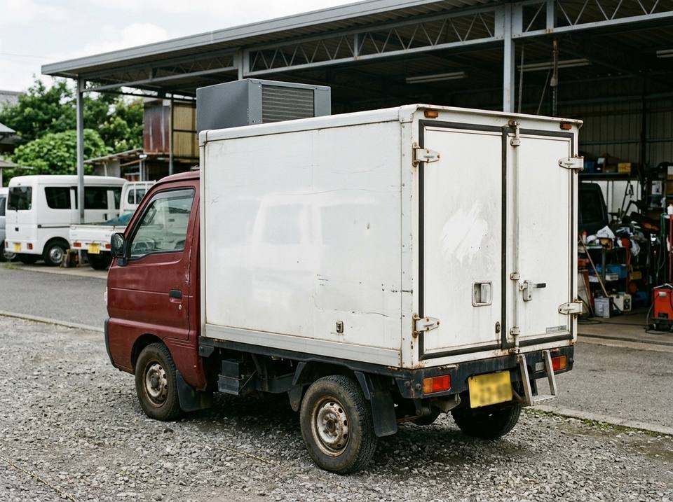 Refrigerated kei truck with the chiller unit above the cab
