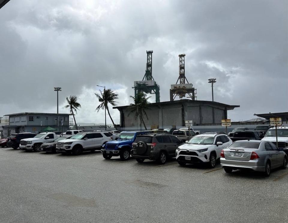 Imported vehicles on the quay at a US port